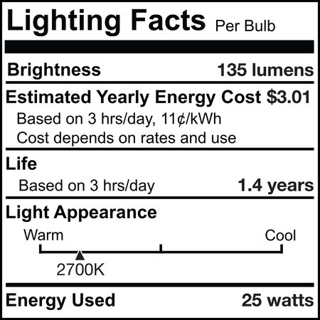 Bulbrite Pack of 25 25 Watt Dimmable Half Chrome G16.5 Candelabra E12 Incandescent Bulb, 25PK 861211